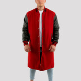 Scarlet Wool Body & Leather Sleeves Letterman Coat