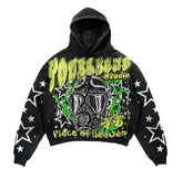 Custom Best Quality Oversized Dtg Printed Hoodies Men Disstressed Ripped Raw Edge French Terry Y2k Graphic Hoodie