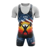 USA Design Powerlifting Competition Singlet - American Flag One-Piece Training Suit