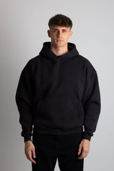 Men's Heavy weight Oversized Plain Black Casual Cotton Hoodie